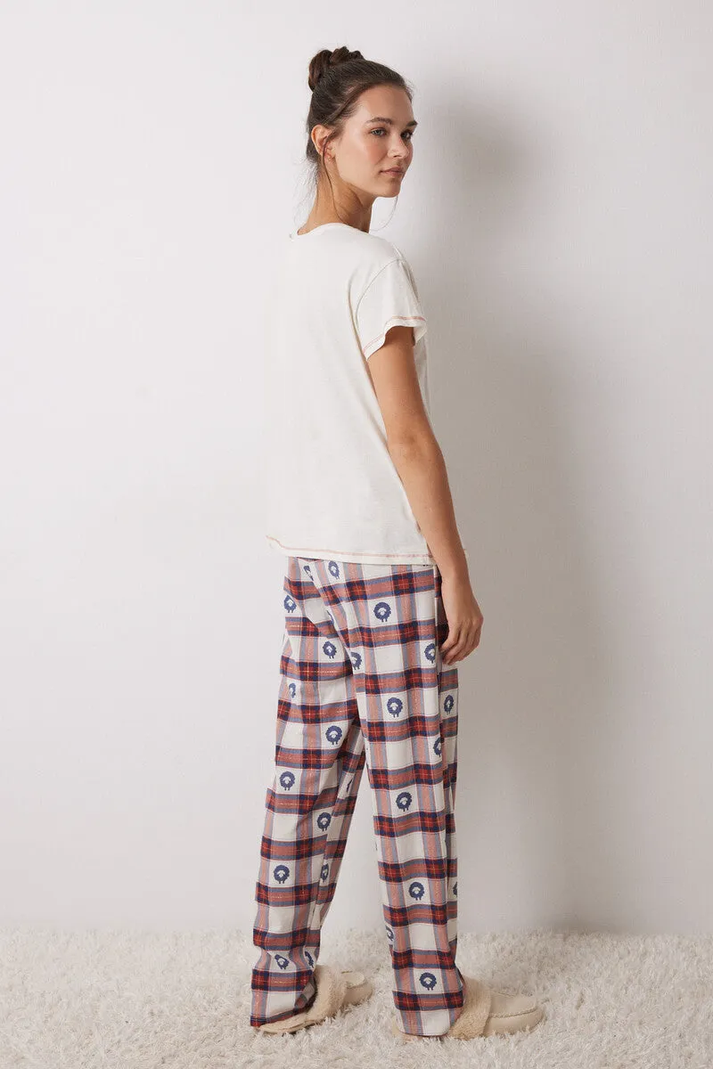 100% cotton pajamas with Snoopy checks