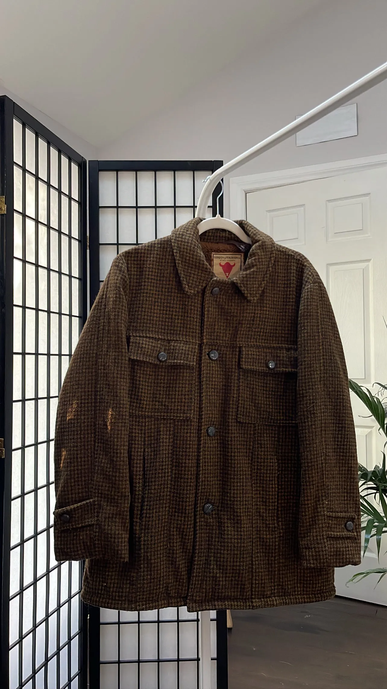 1970s Gordon & Ferguson Houndstooth Hunting Jacket - M/L