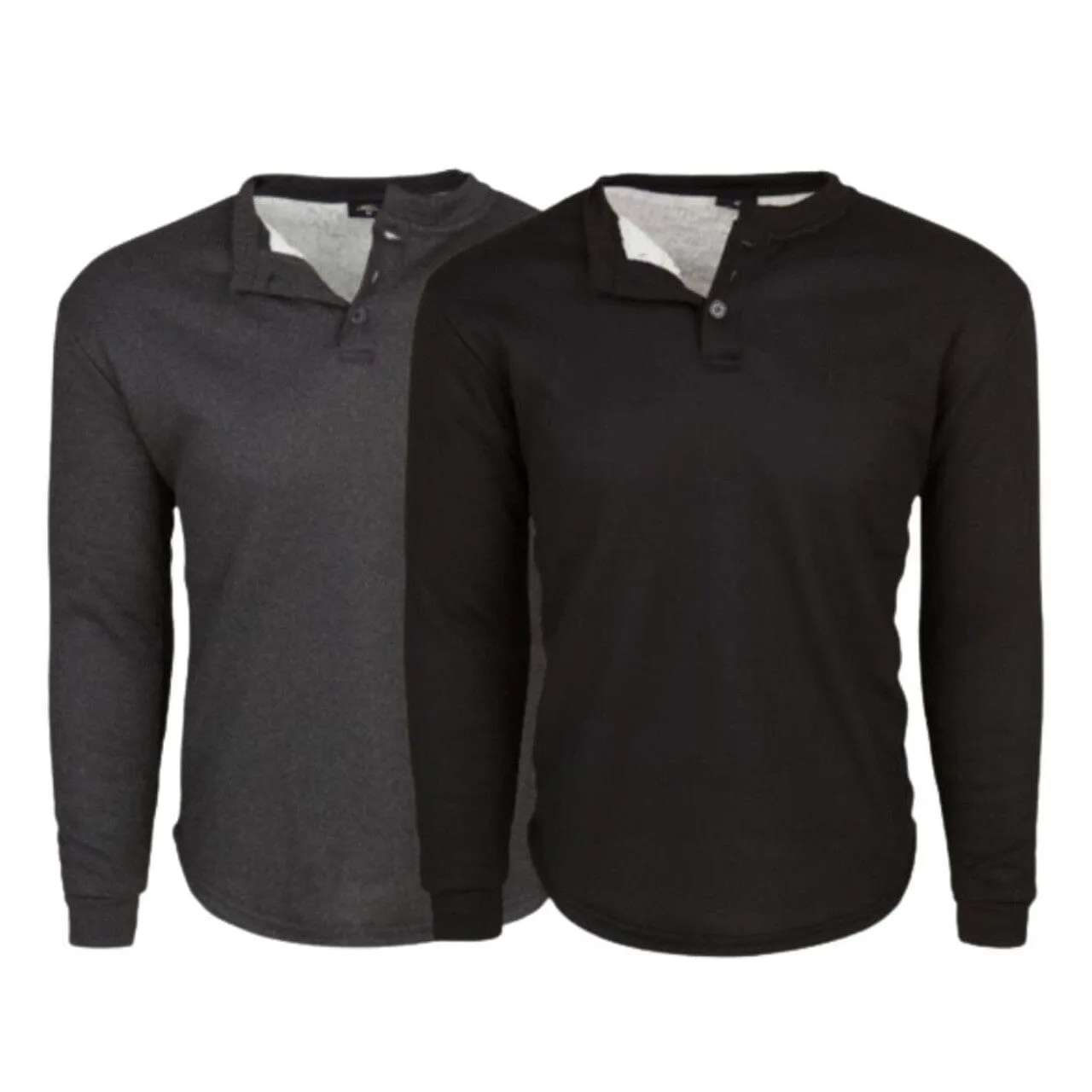 2-Pack: Men's Sherpa-Lined Waffle Thermal Henley Shirts