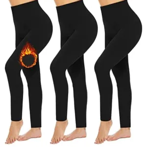 3-Pack: Women’s Fleece Lined Leggings High Waist Soft Stretchy Warm Leggings