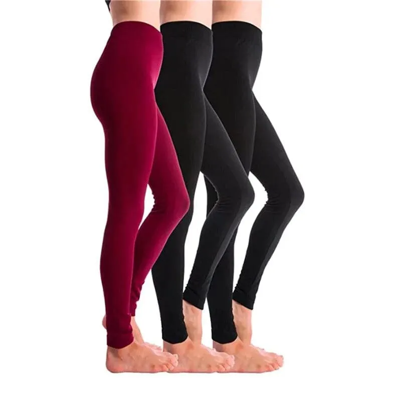 3-Pack: Women’s Fleece Lined Leggings High Waist Soft Stretchy Warm Leggings