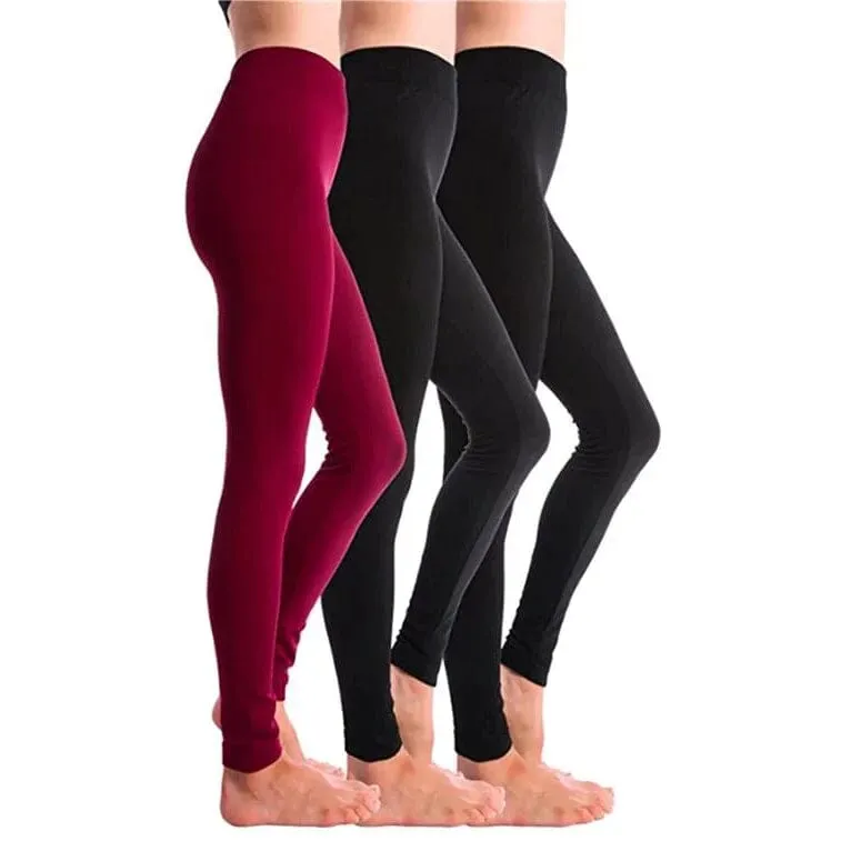 3-Pack: Women’s Fleece Lined Leggings High Waist Soft Stretchy Warm Leggings