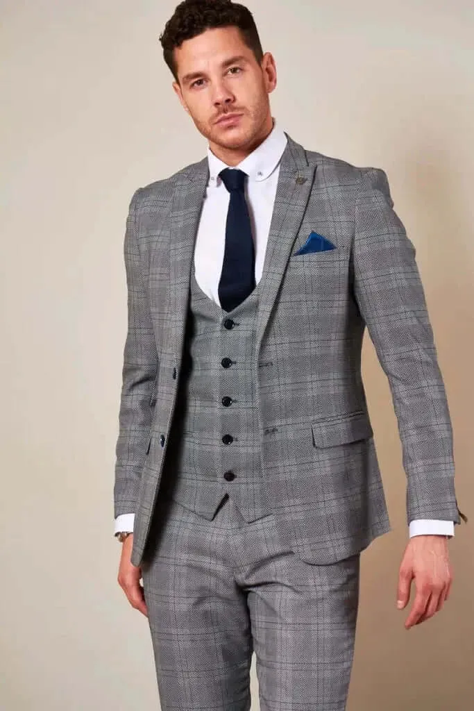 3-Piece Suit Check Jerry Grey