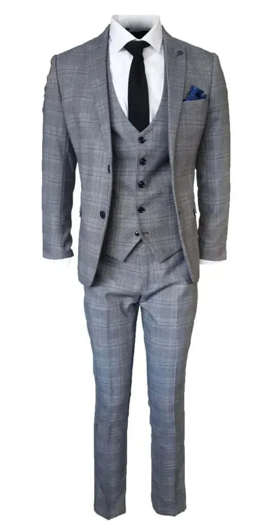 3-Piece Suit Check Jerry Grey