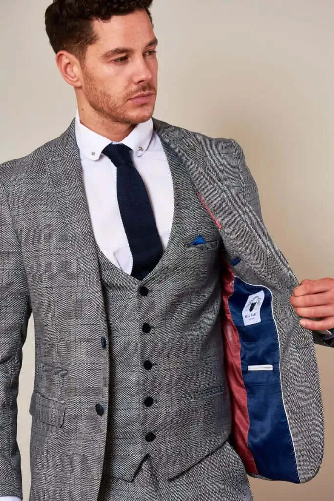 3-Piece Suit Check Jerry Grey