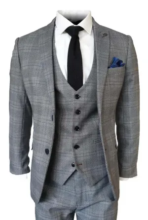 3-Piece Suit Check Jerry Grey