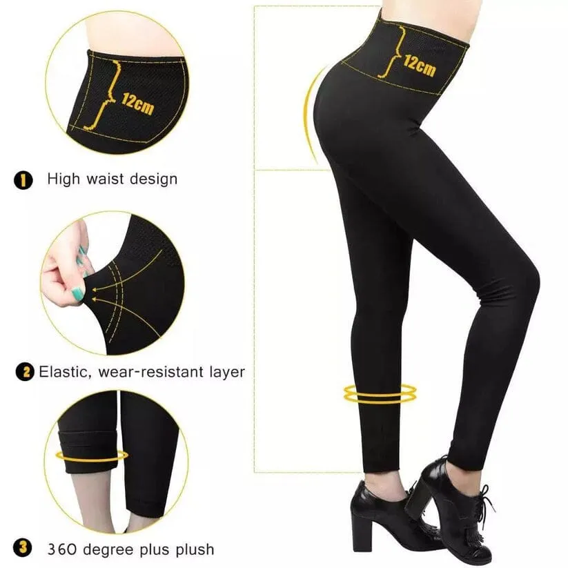 4-Pack: Women’s Fleece Lined Leggings High Waist (One Size)