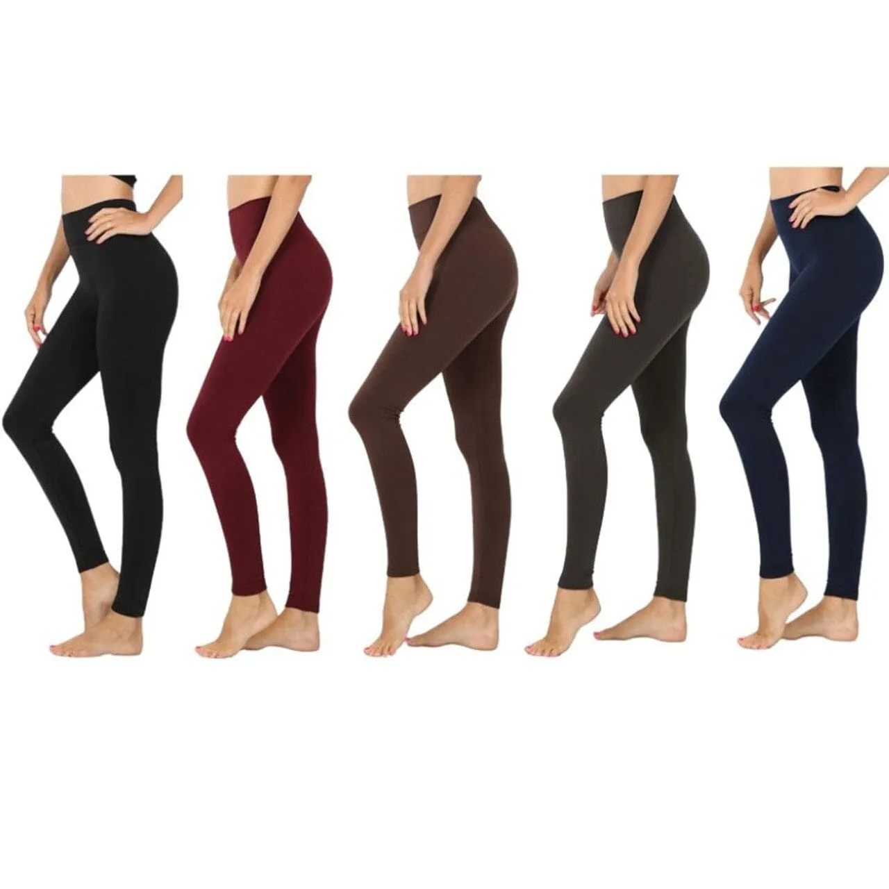 5-Pack: Women's Assorted Premium Fleece-Lined Leggings