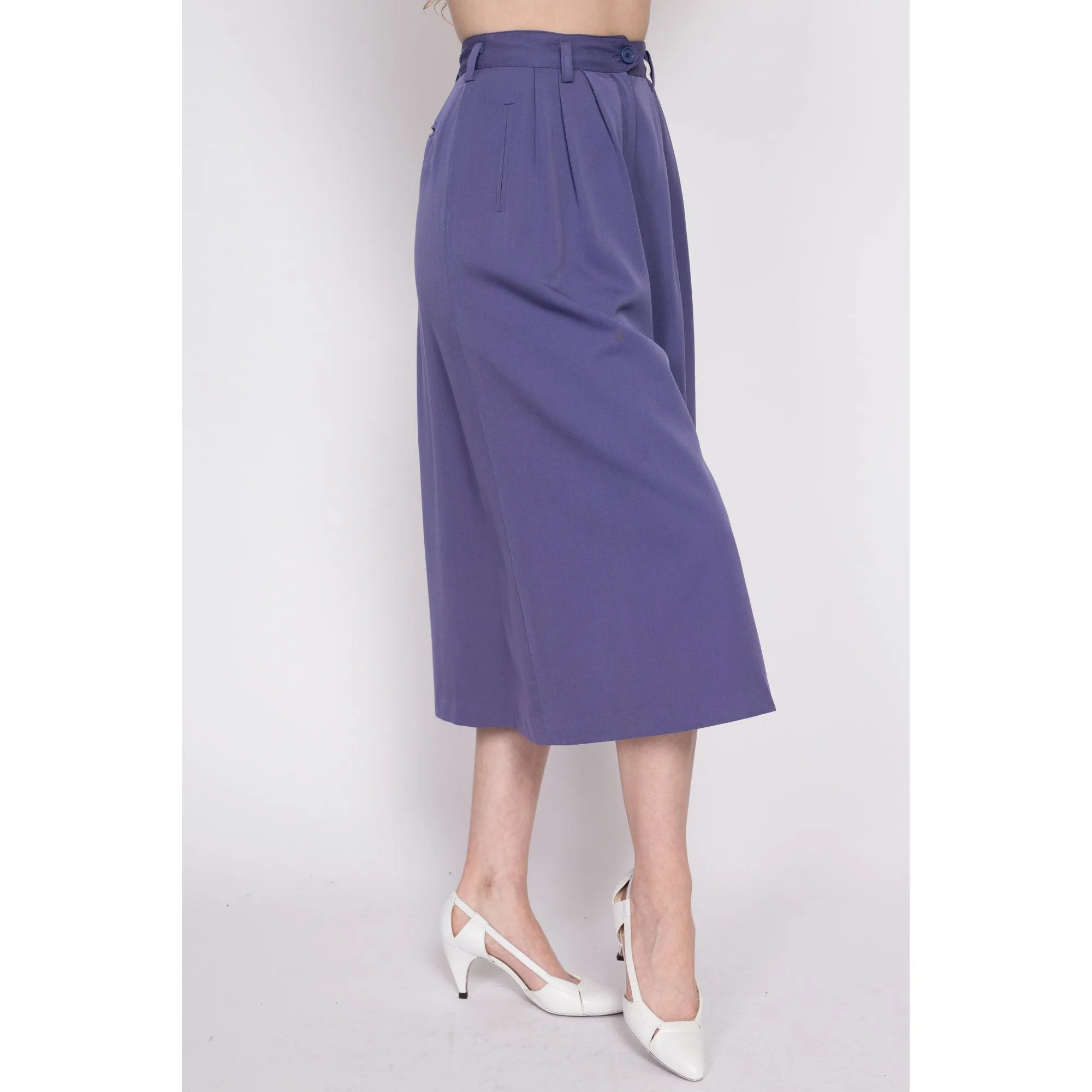 70s 80s Christian Aujard Lilac Purple High Waisted Culottes - Small, 25.75"