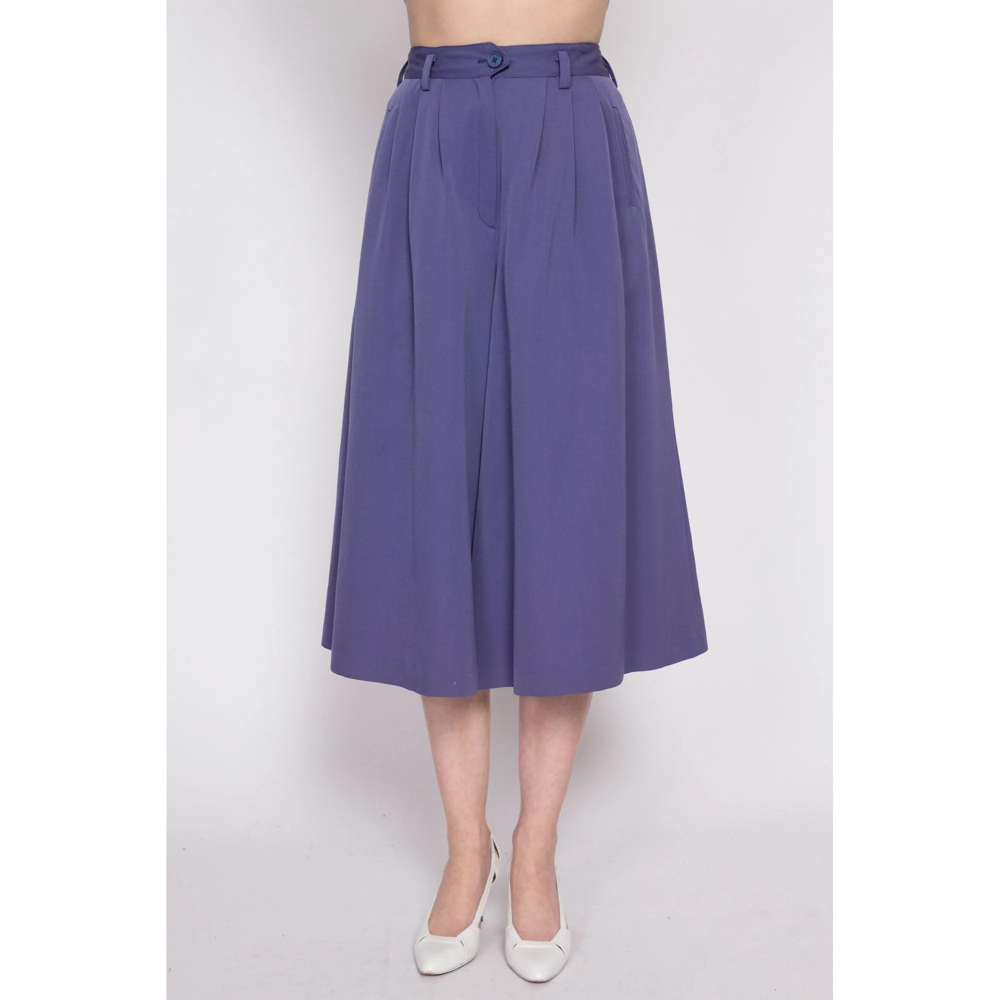 70s 80s Christian Aujard Lilac Purple High Waisted Culottes - Small, 25.75"