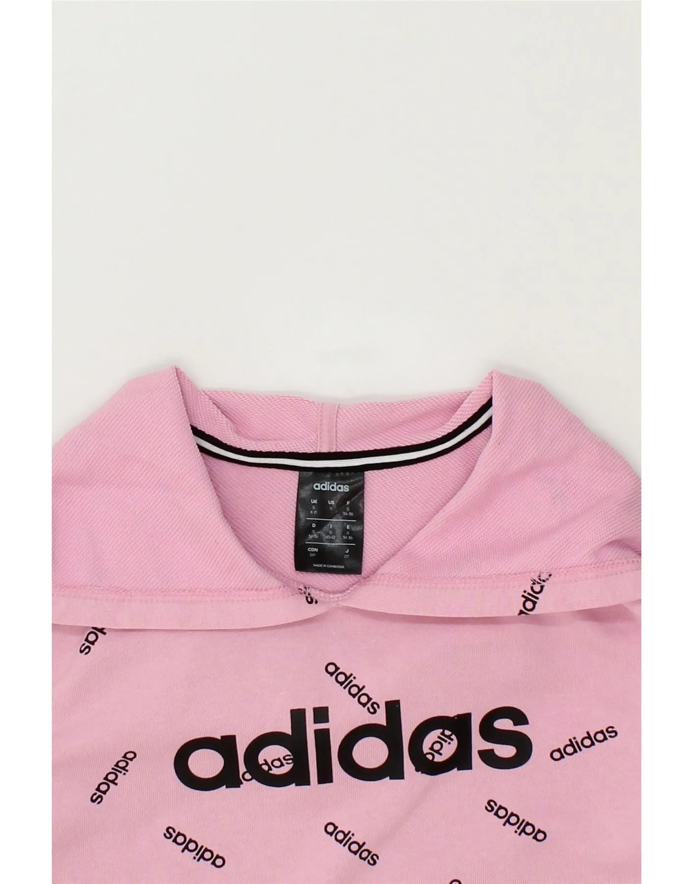 ADIDAS Womens Graphic Longline Hoodie Jumper UK 8/10 Small Pink