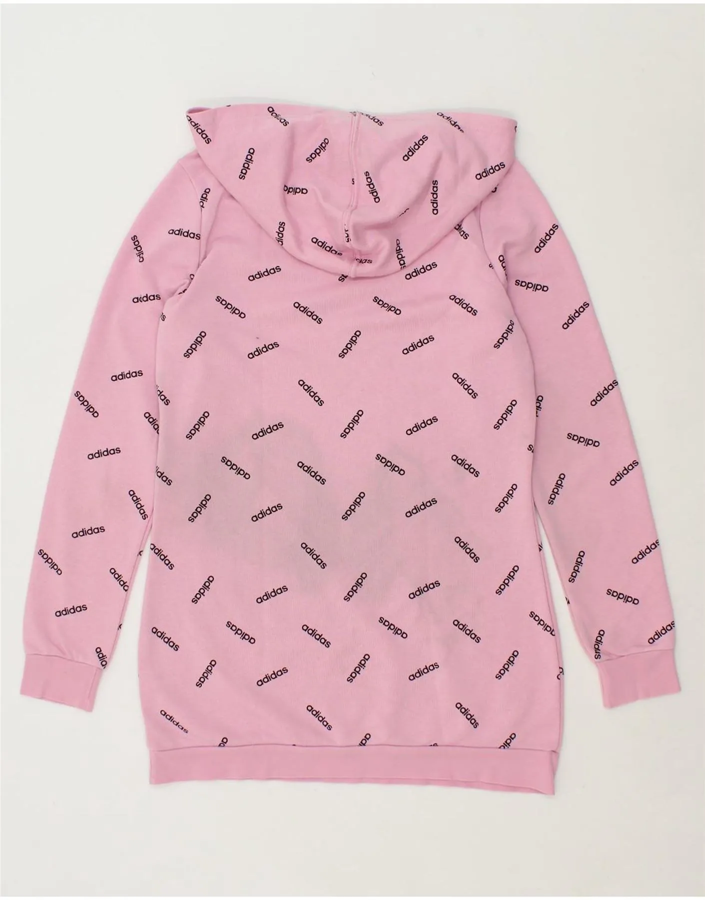 ADIDAS Womens Graphic Longline Hoodie Jumper UK 8/10 Small Pink