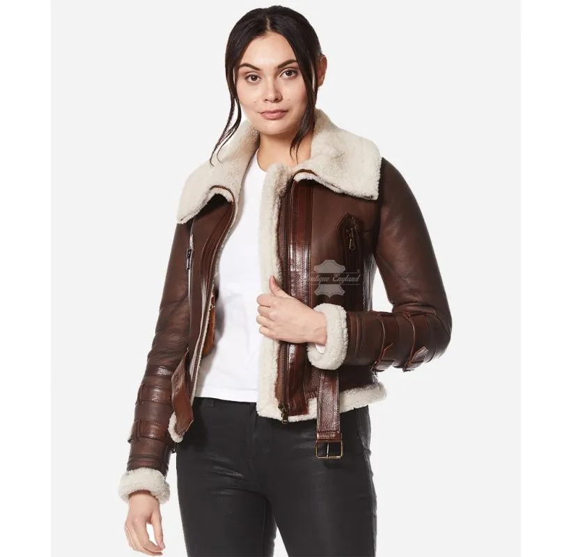 Alba Sheepskin Jacket Ladies Shearling Fur Aviator B3 Winters Jacket