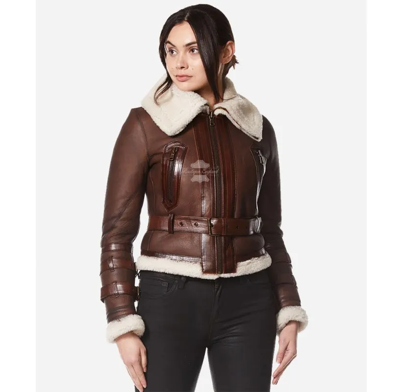 Alba Sheepskin Jacket Ladies Shearling Fur Aviator B3 Winters Jacket