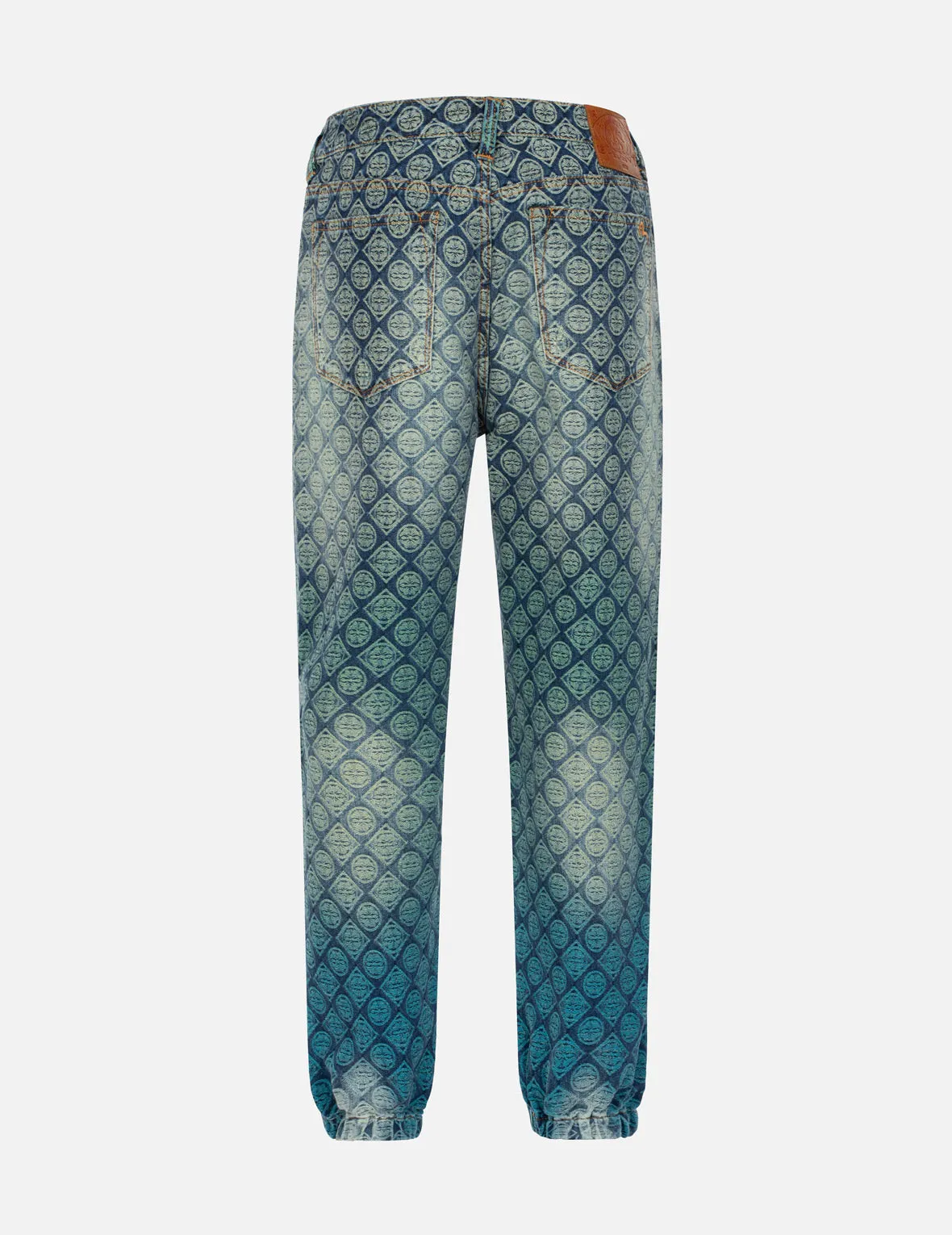 Allover Kamon Jacquard Relax Fit Denim Joggers