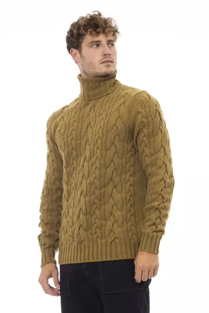 Alpha Studio Brown Wool Men Sweater