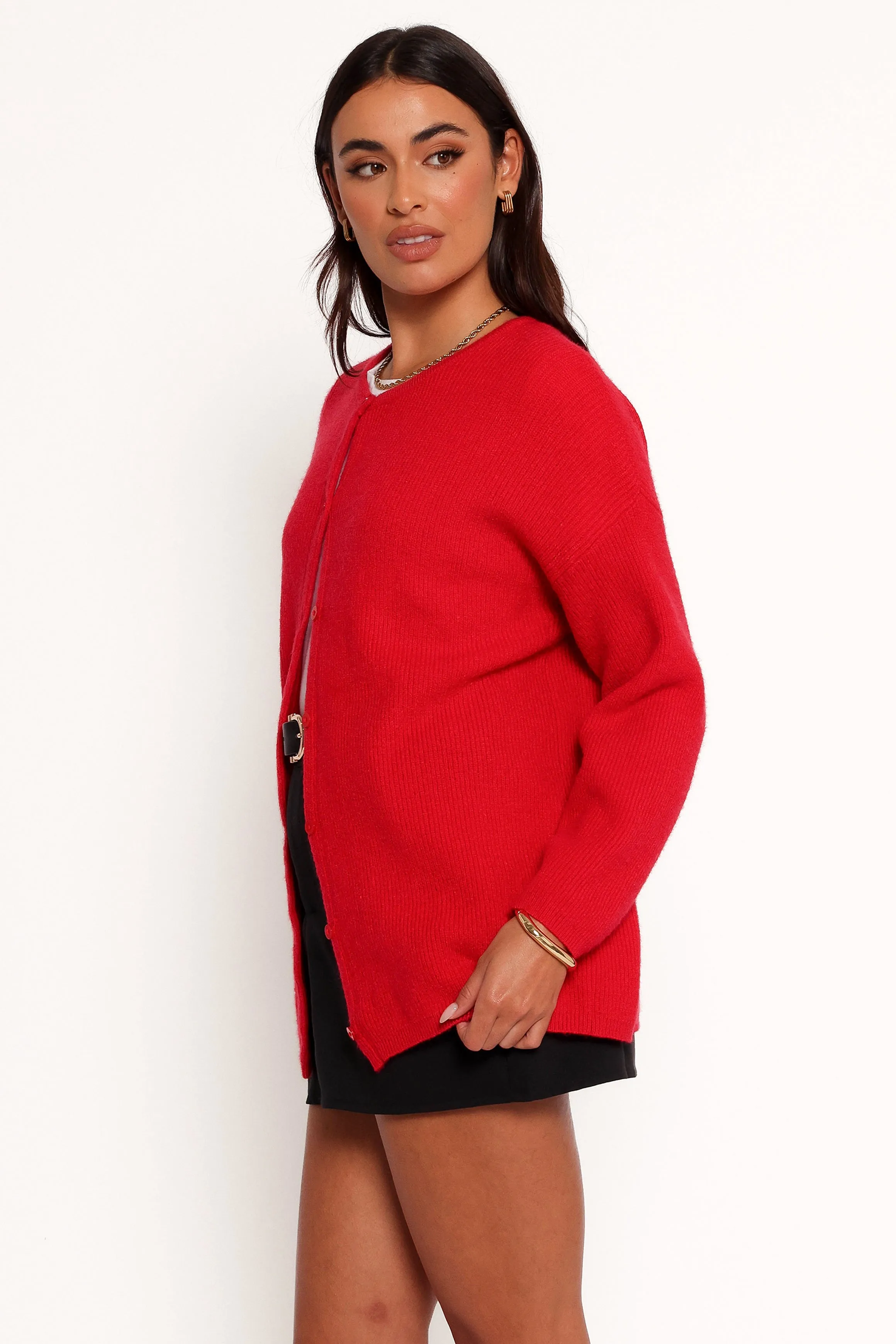 Astor Classic Button Up Cardigan - Red