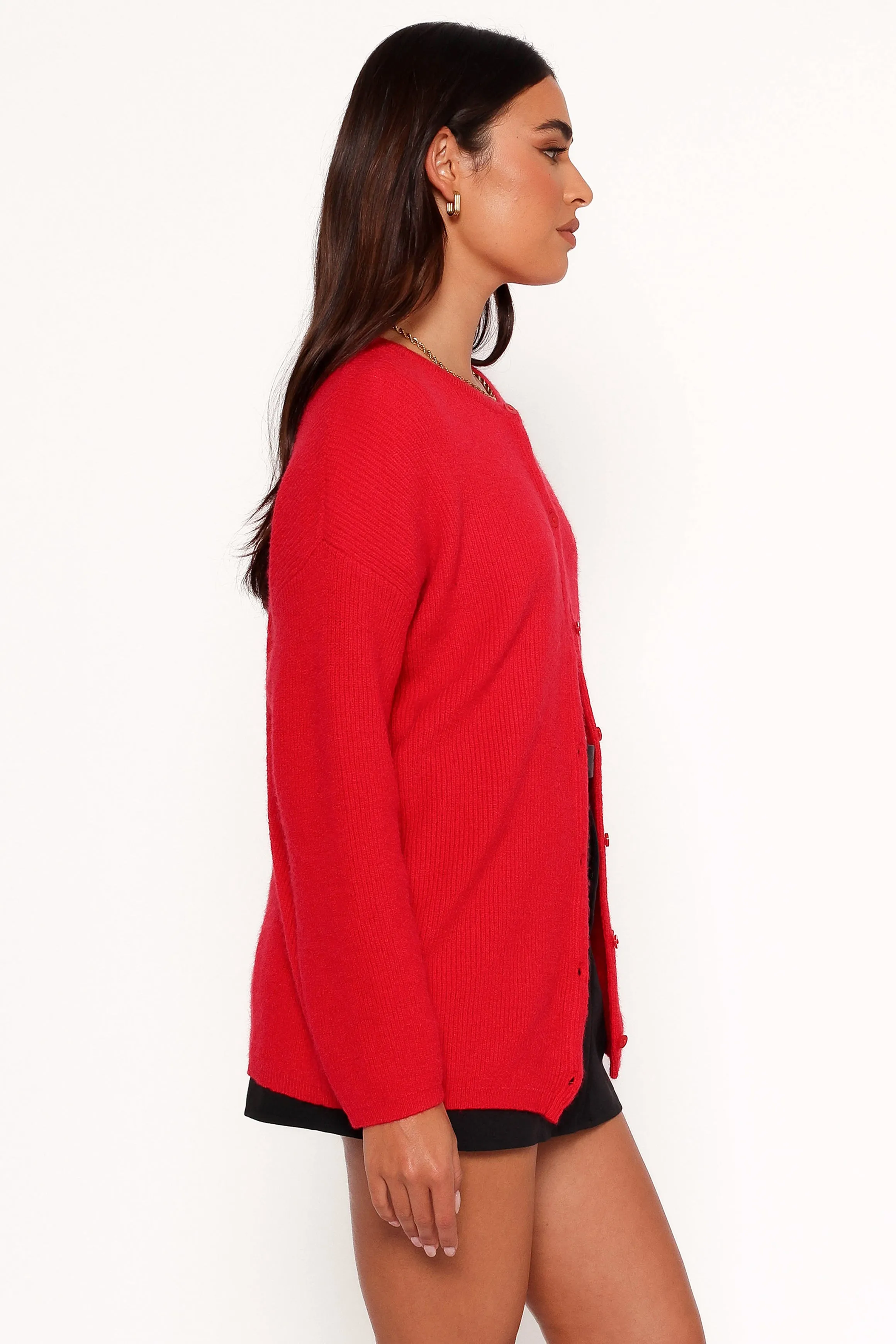 Astor Classic Button Up Cardigan - Red