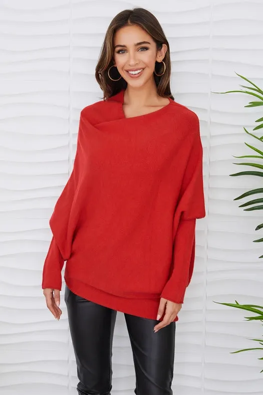 Asymmetrical Sweater RED