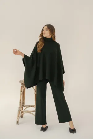 Autumn Winter '23 - Lily Knitted Cape Dark Green Separates