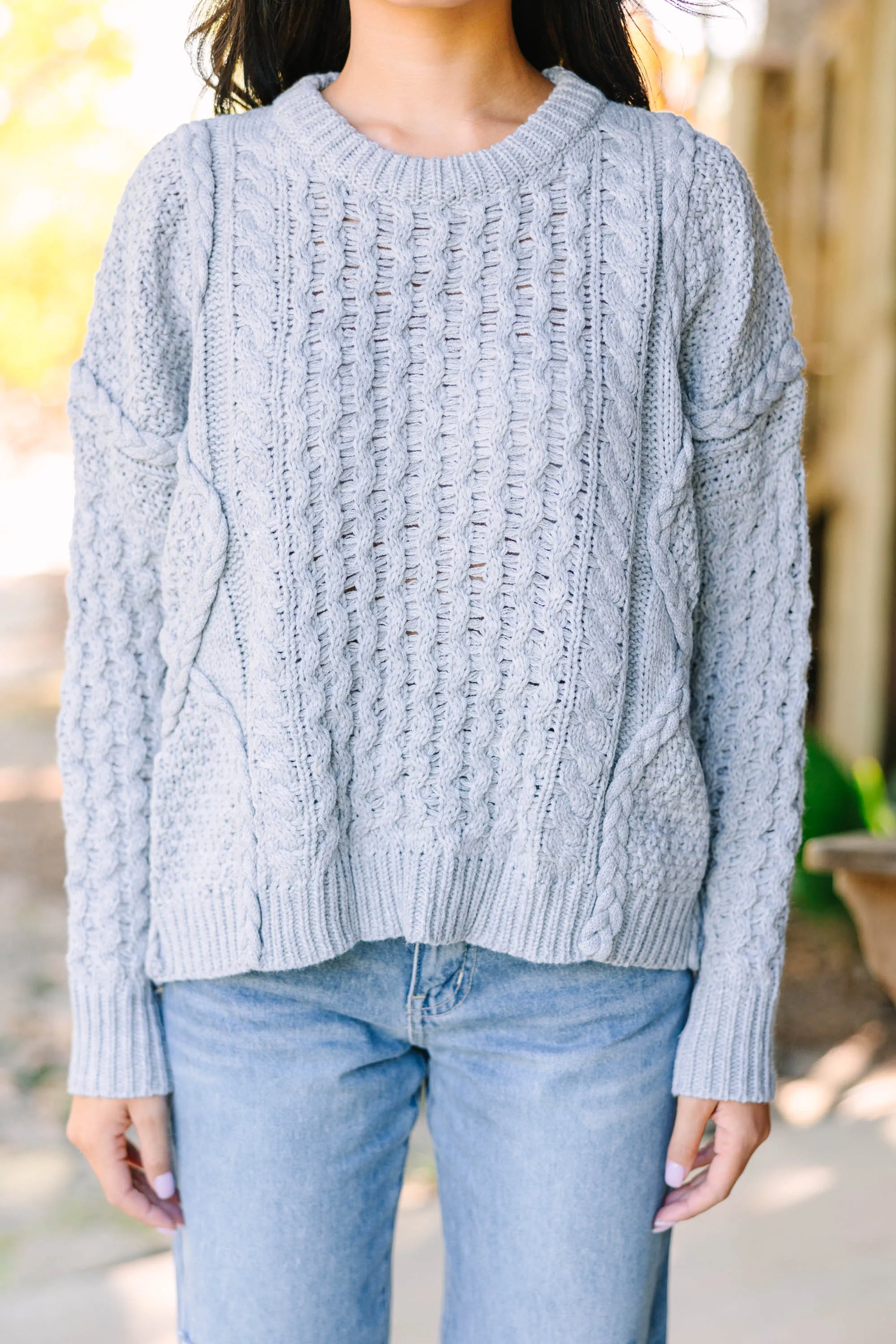 Be The Best Gray Cable Knit Sweater