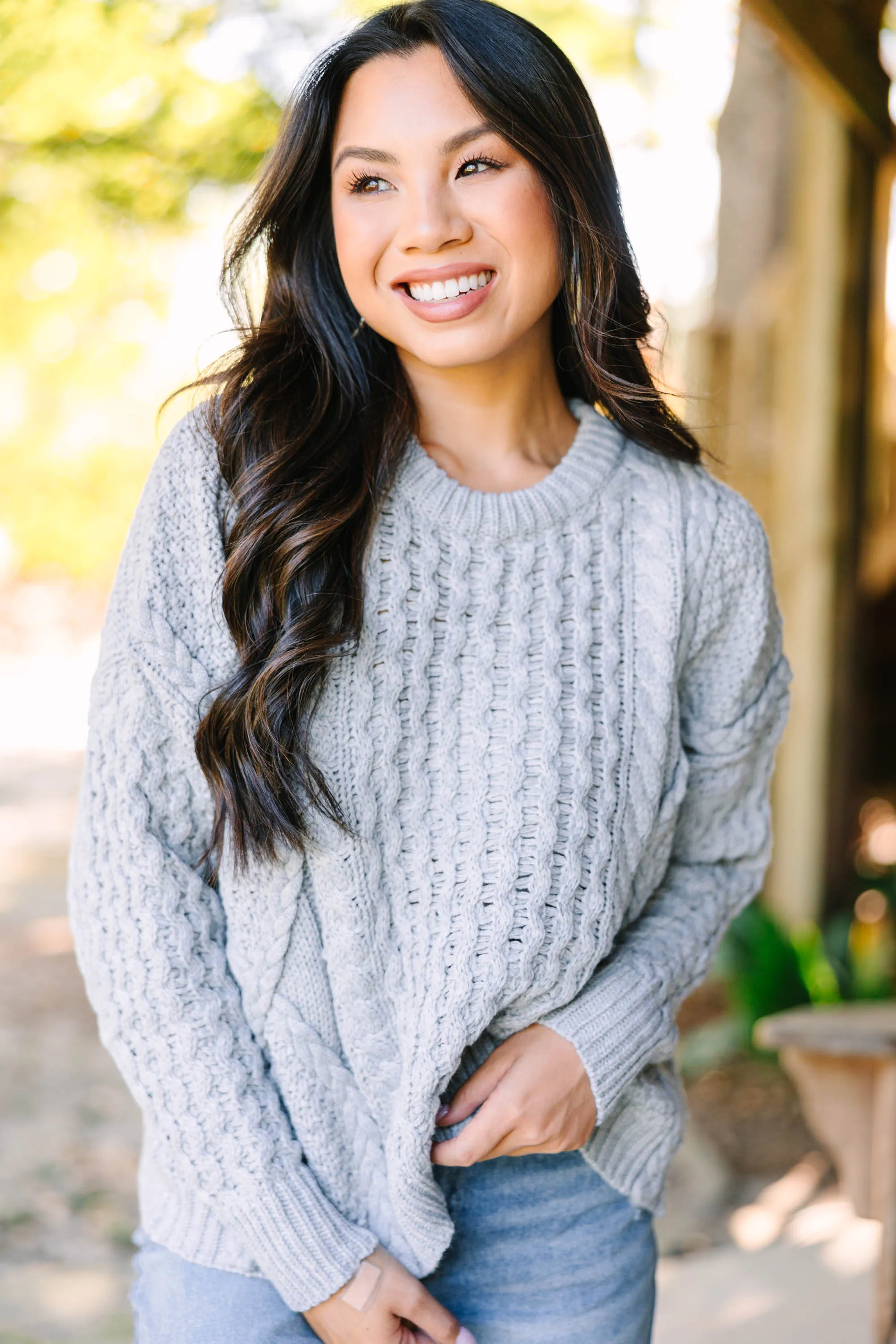 Be The Best Gray Cable Knit Sweater