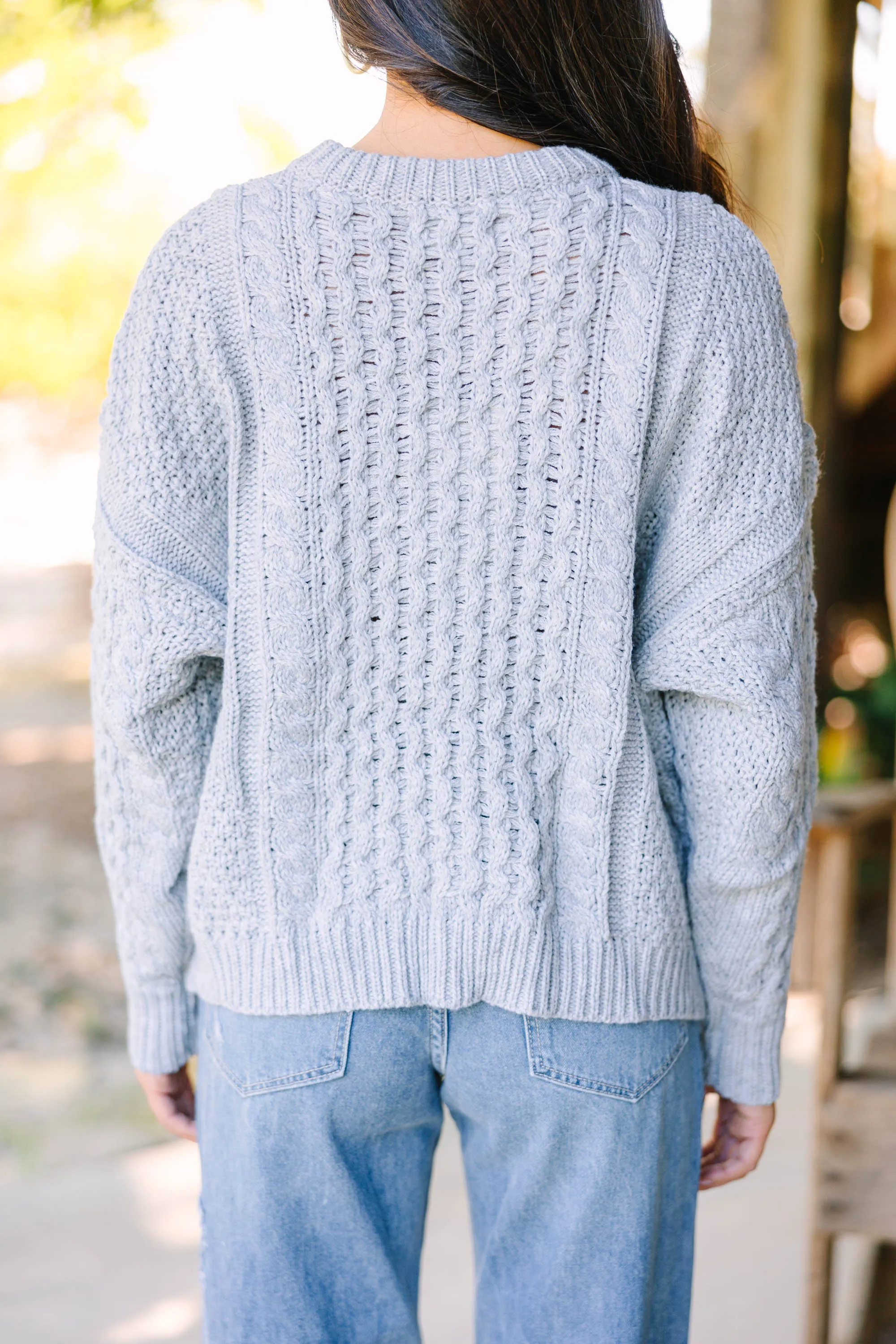 Be The Best Gray Cable Knit Sweater