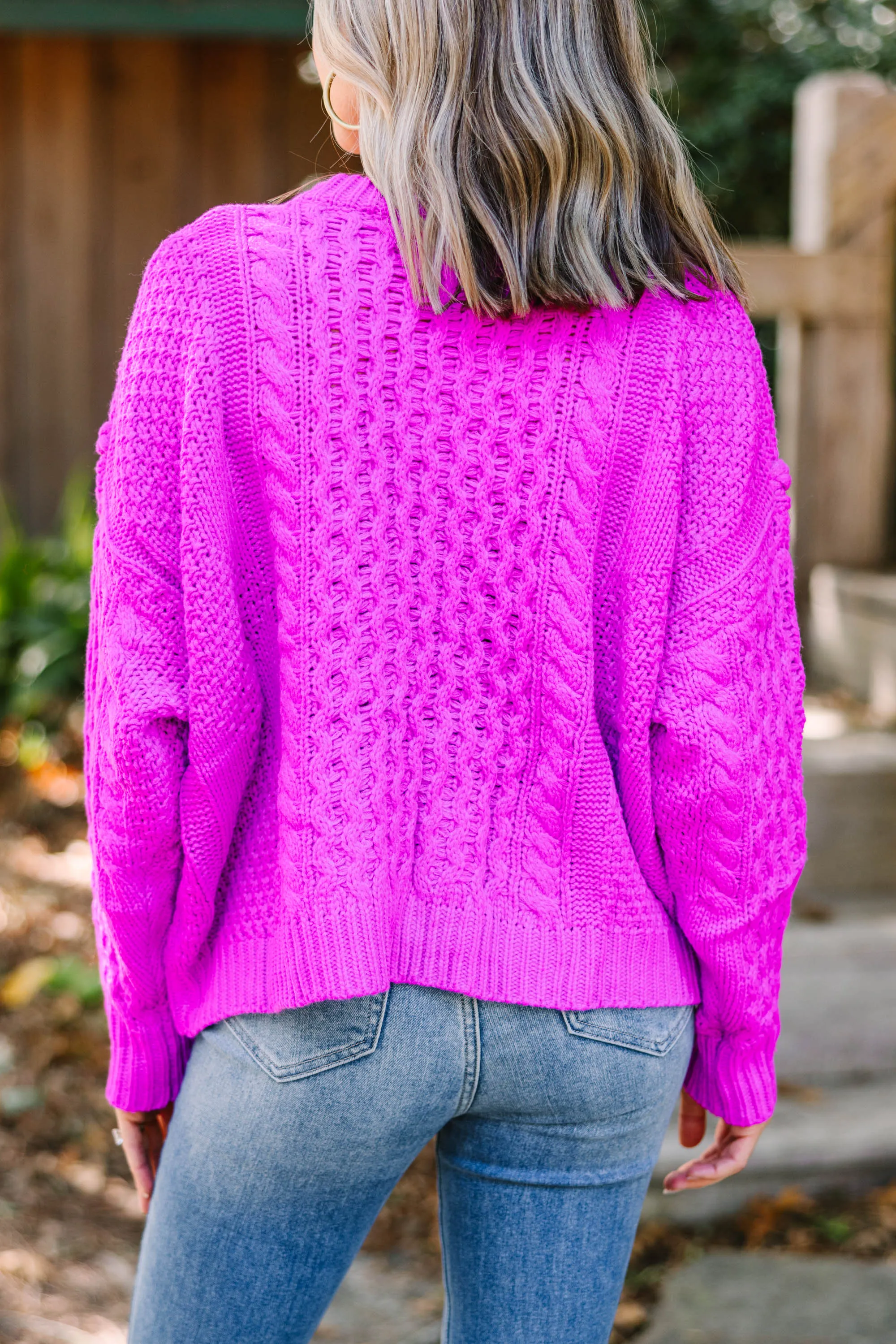 Be The Best Orchid Purple Cable Knit Sweater