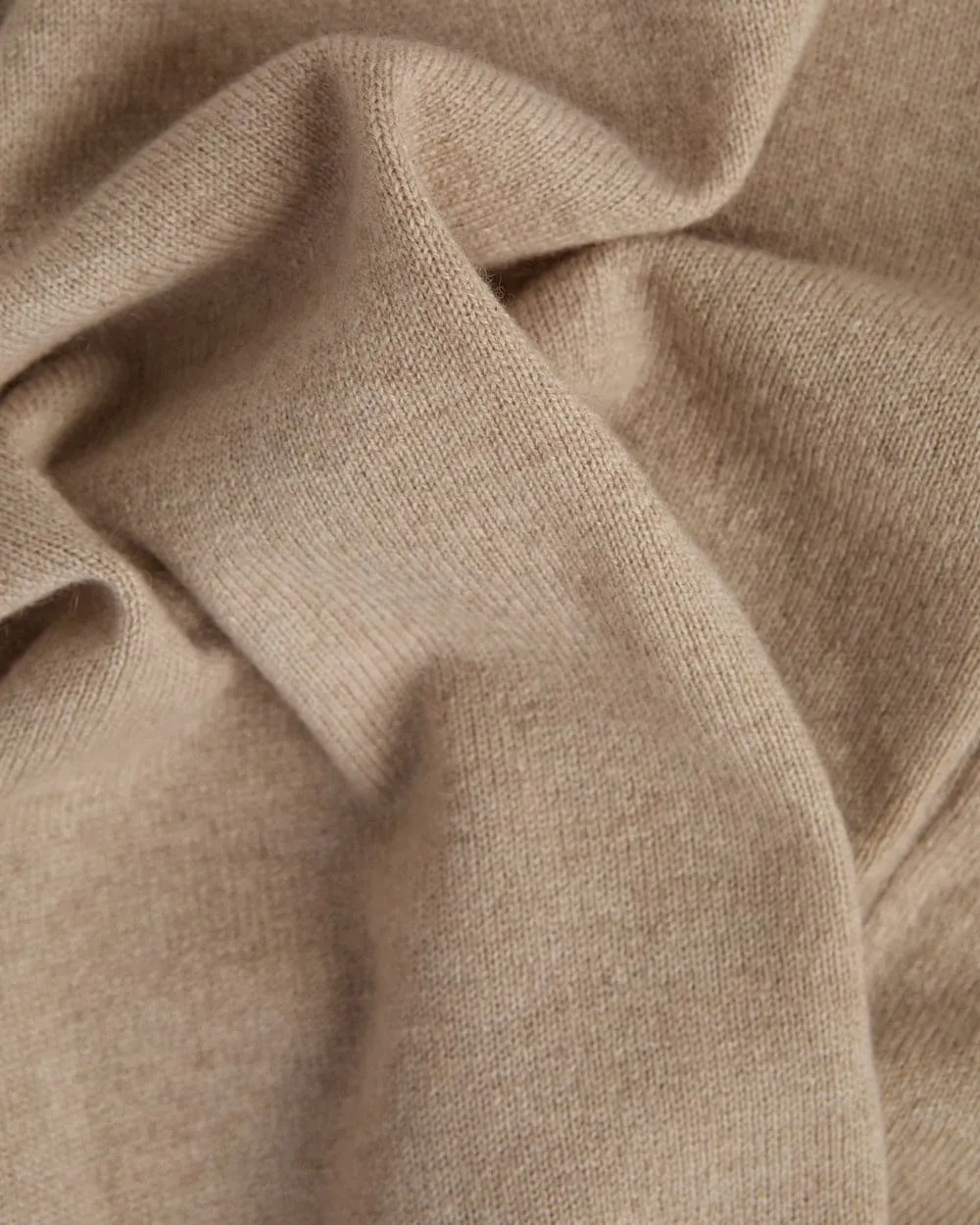 Beige V-Neck Cashmere Sweater