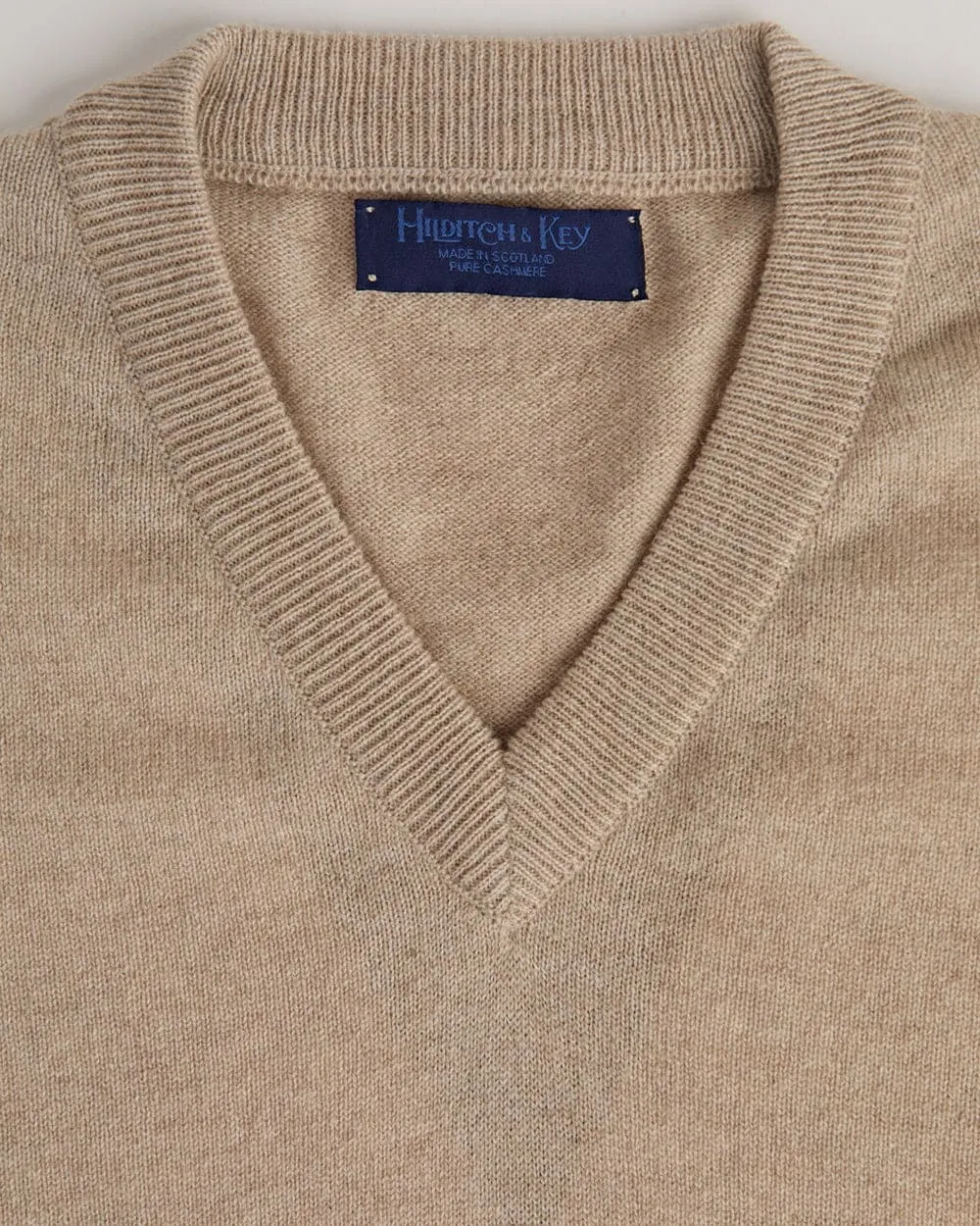 Beige V-Neck Cashmere Sweater