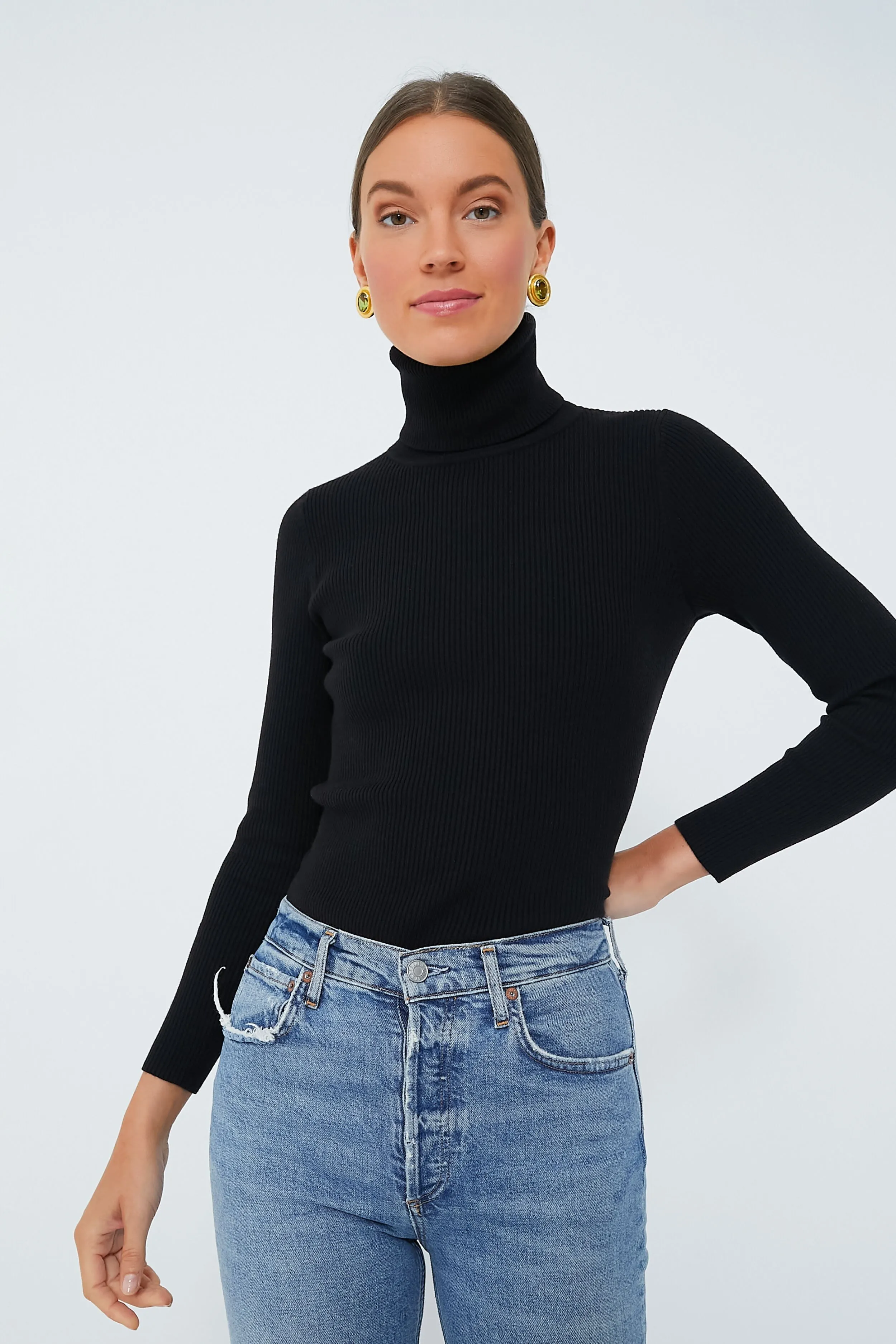 Black Arlo Ribbed Turtleneck