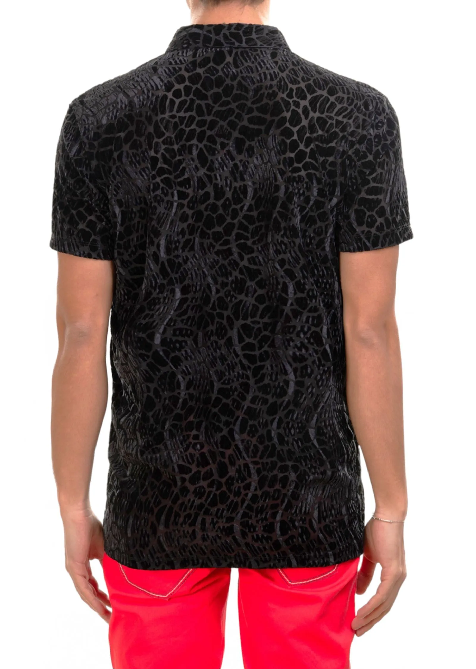 Black Reptilian Velvet Polo