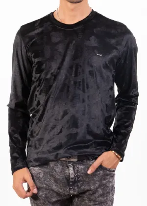 Black Snake Skin Velour Sweater