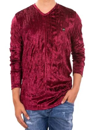 Burgundy Crushed Velour Sweater