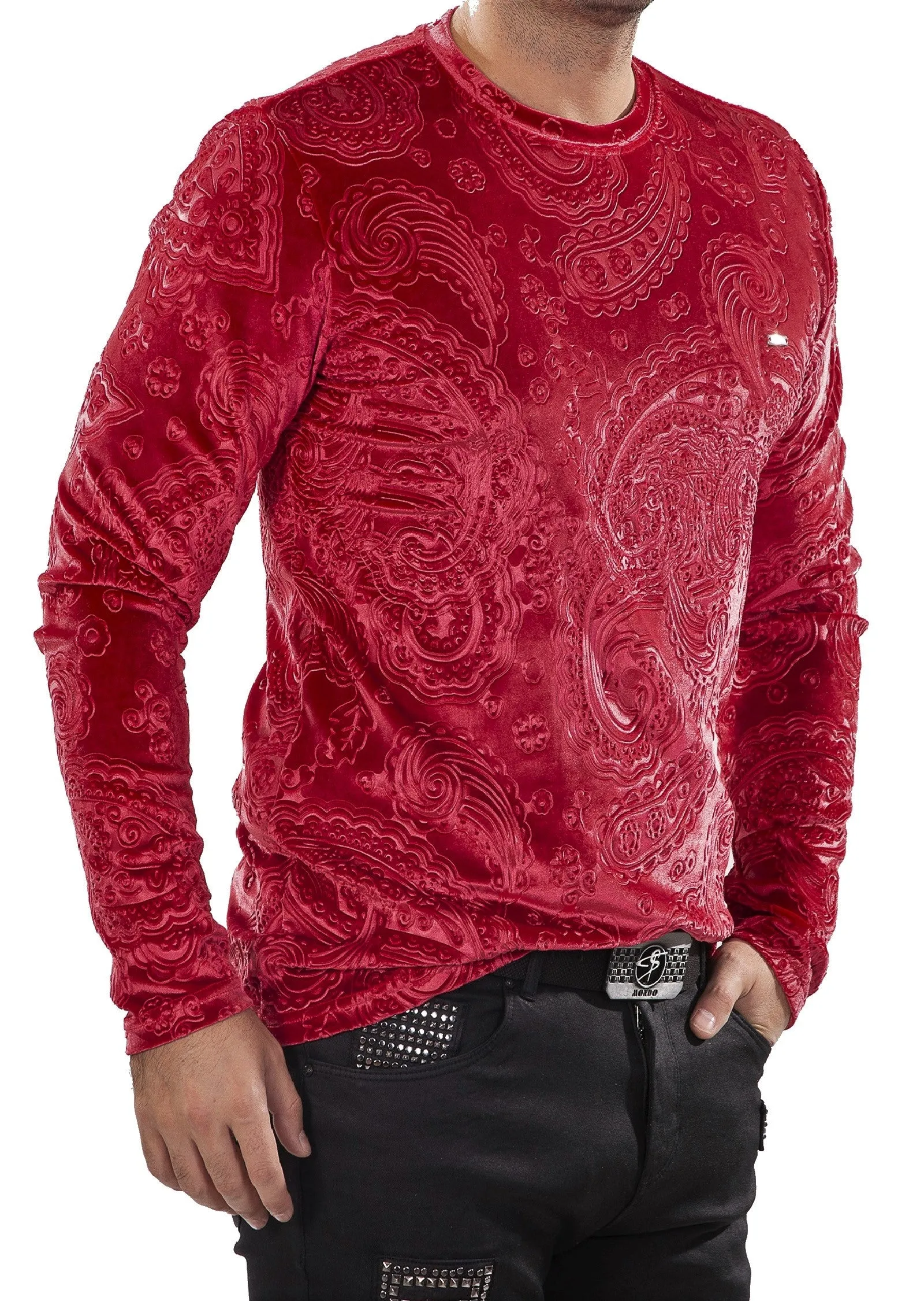 Burgundy Paisley Velour Sweater