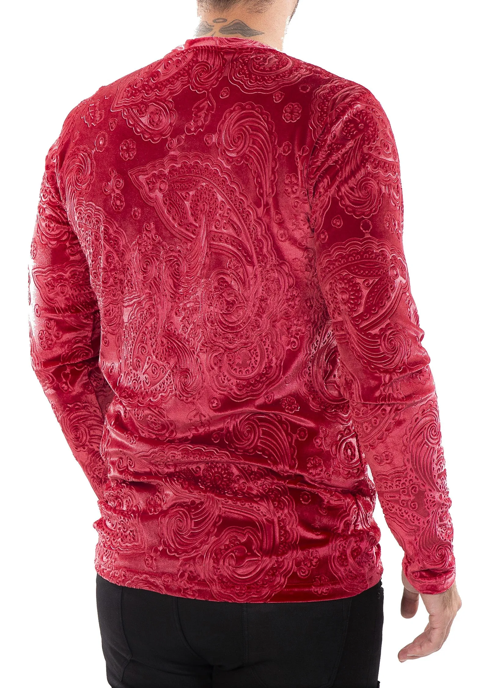 Burgundy Paisley Velour Sweater