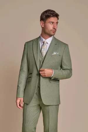 Caridi - Men's Sage Green 3 Piece Checked Suit