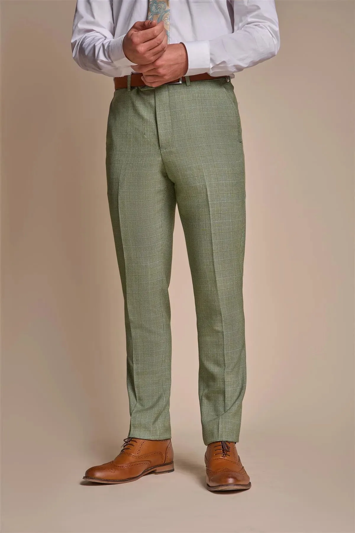 Caridi - Men's Sage Green 3 Piece Checked Suit