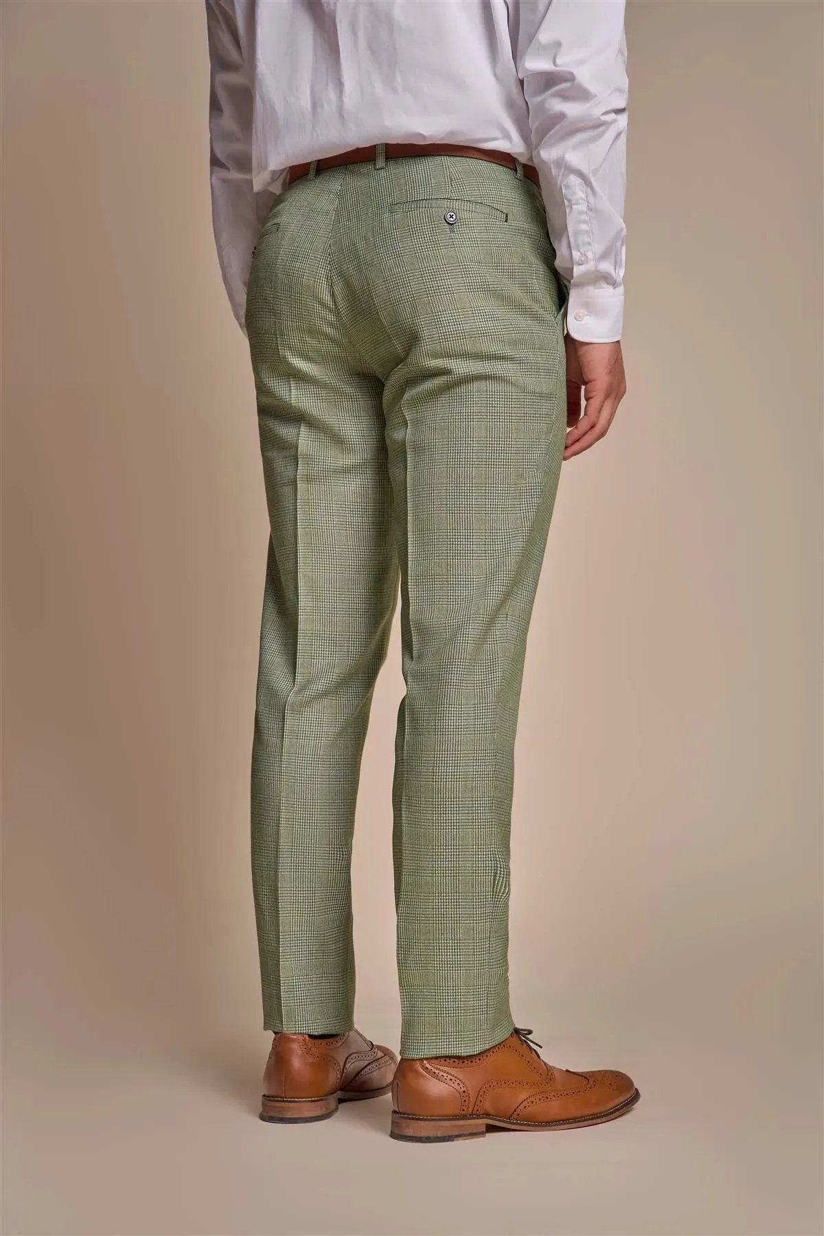 Caridi - Men's Sage Green 3 Piece Checked Suit