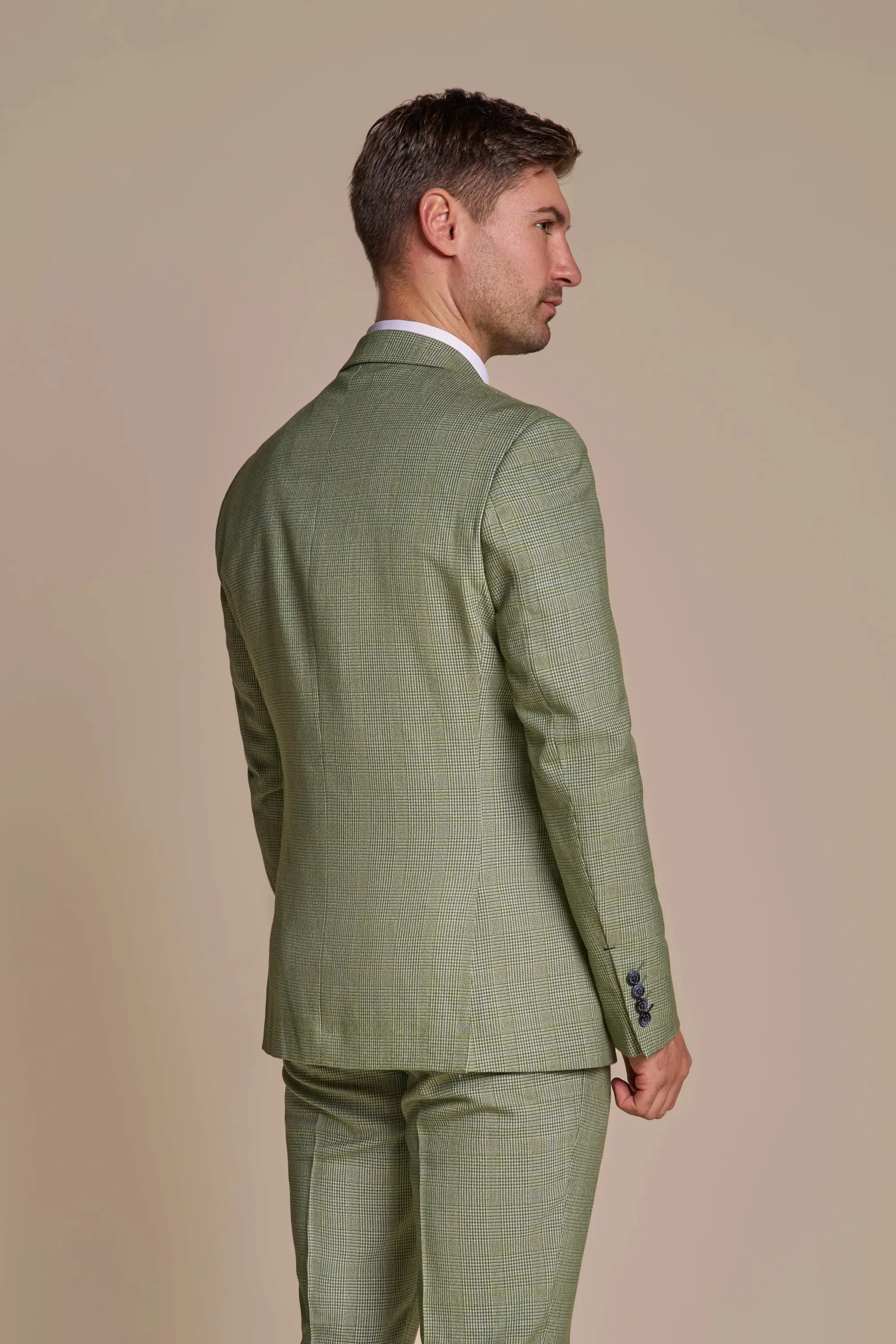 Caridi - Men's Sage Green 3 Piece Checked Suit