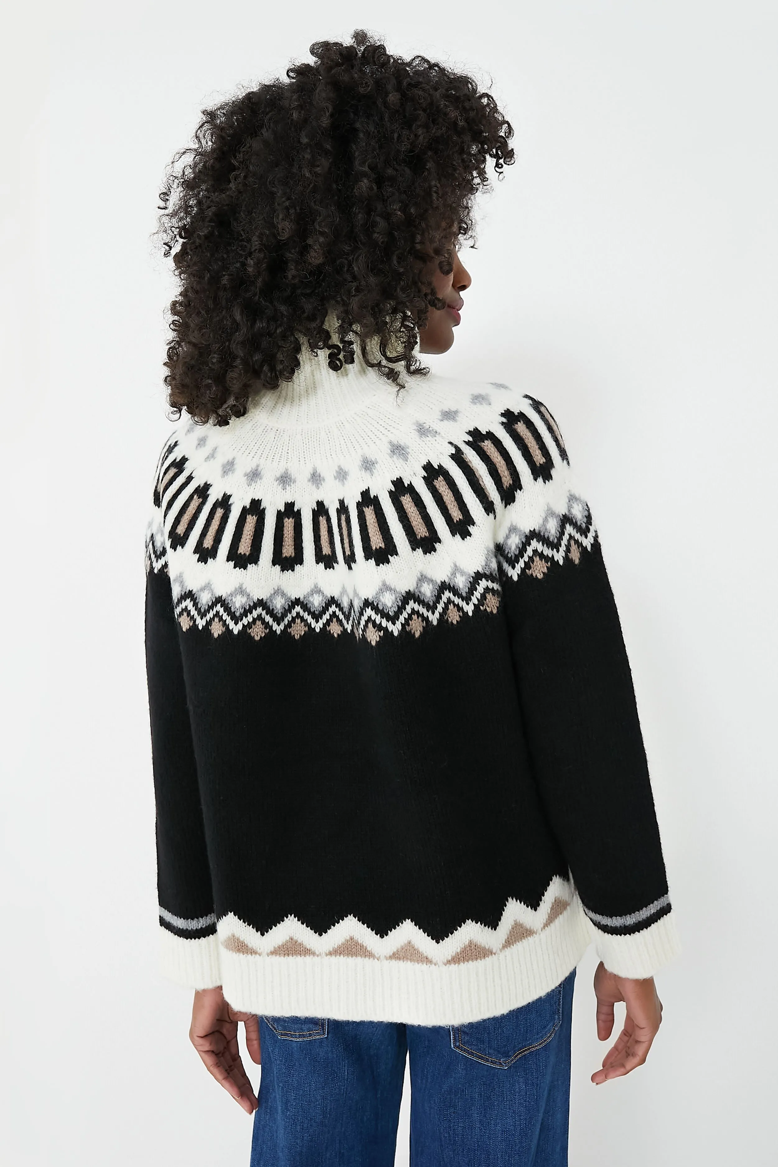 Charcoal and Cream Fair Isle Cardiff Sweater