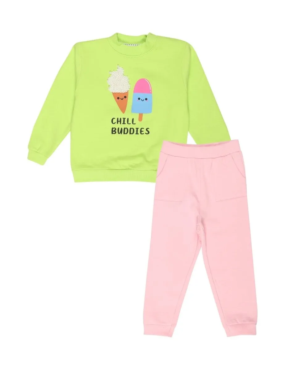 Chill Buddies Sweatshirt and Pink Sweatpants Combo