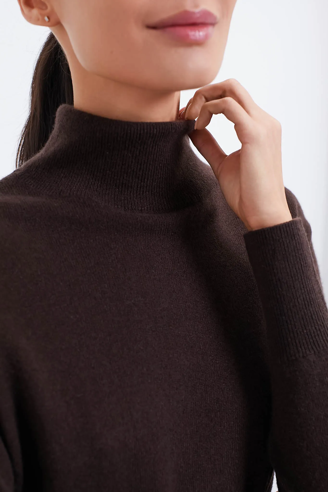 Chocolate Cashmere Turtleneck Sweater