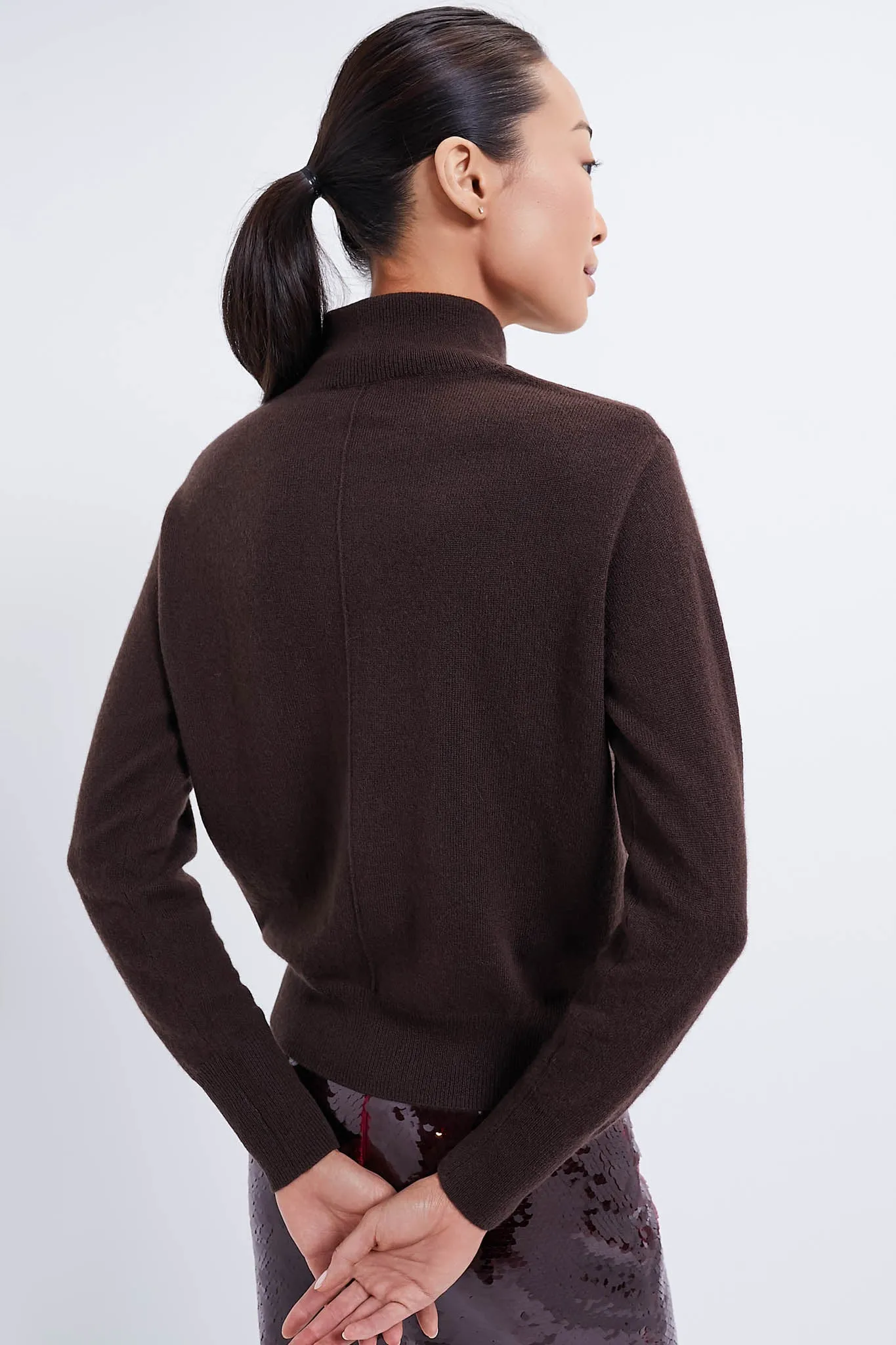 Chocolate Cashmere Turtleneck Sweater