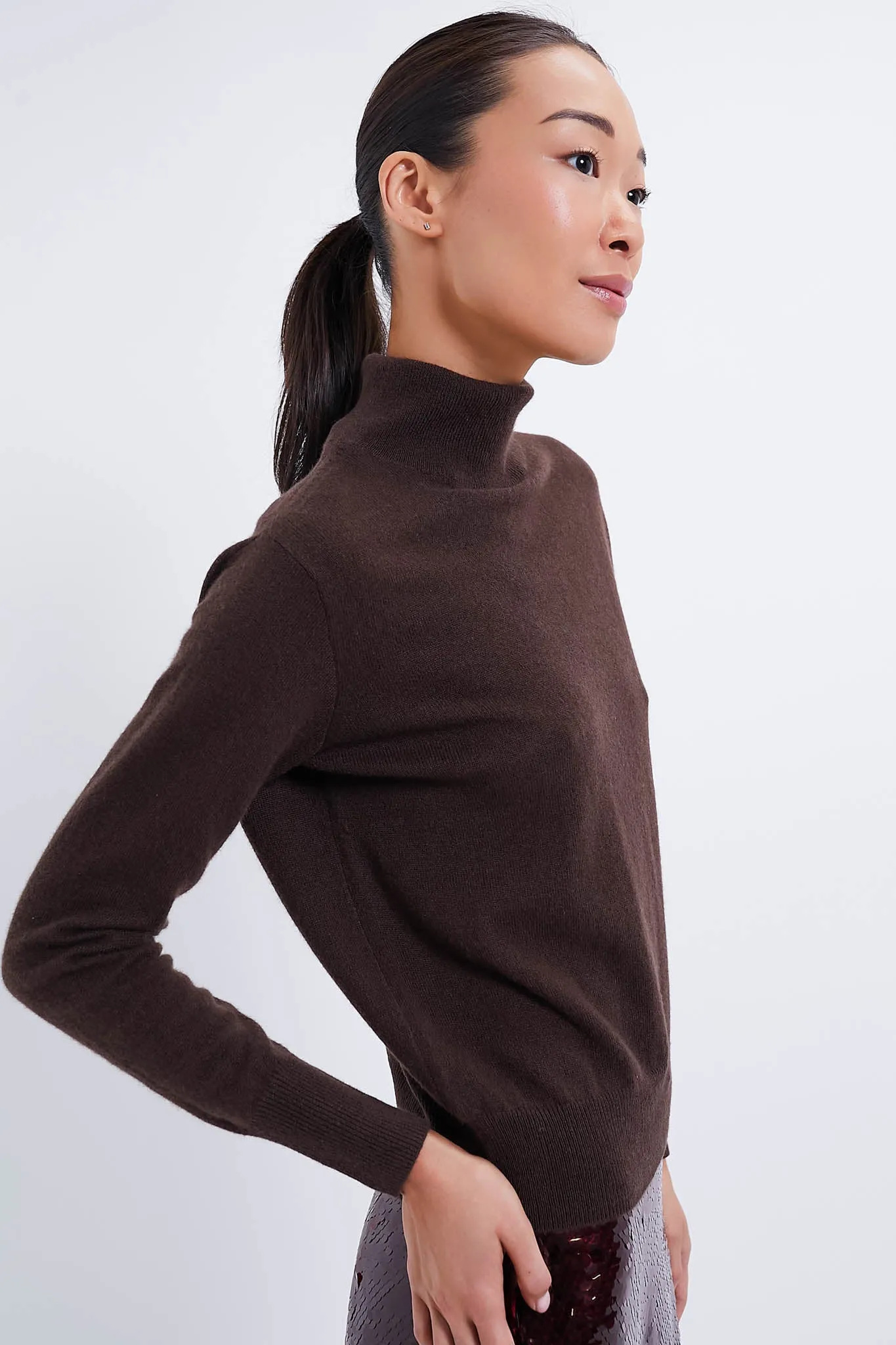 Chocolate Cashmere Turtleneck Sweater