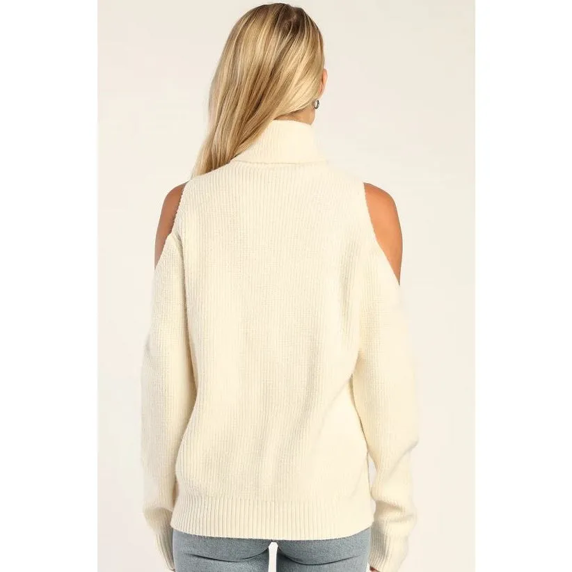 Cold Shoulder Cable Knit Pullover