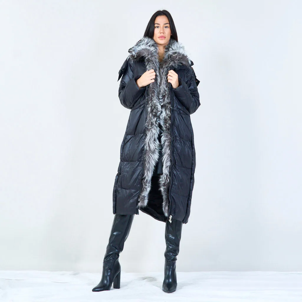 Cozy quilted duck down coat with fur collar wholesale