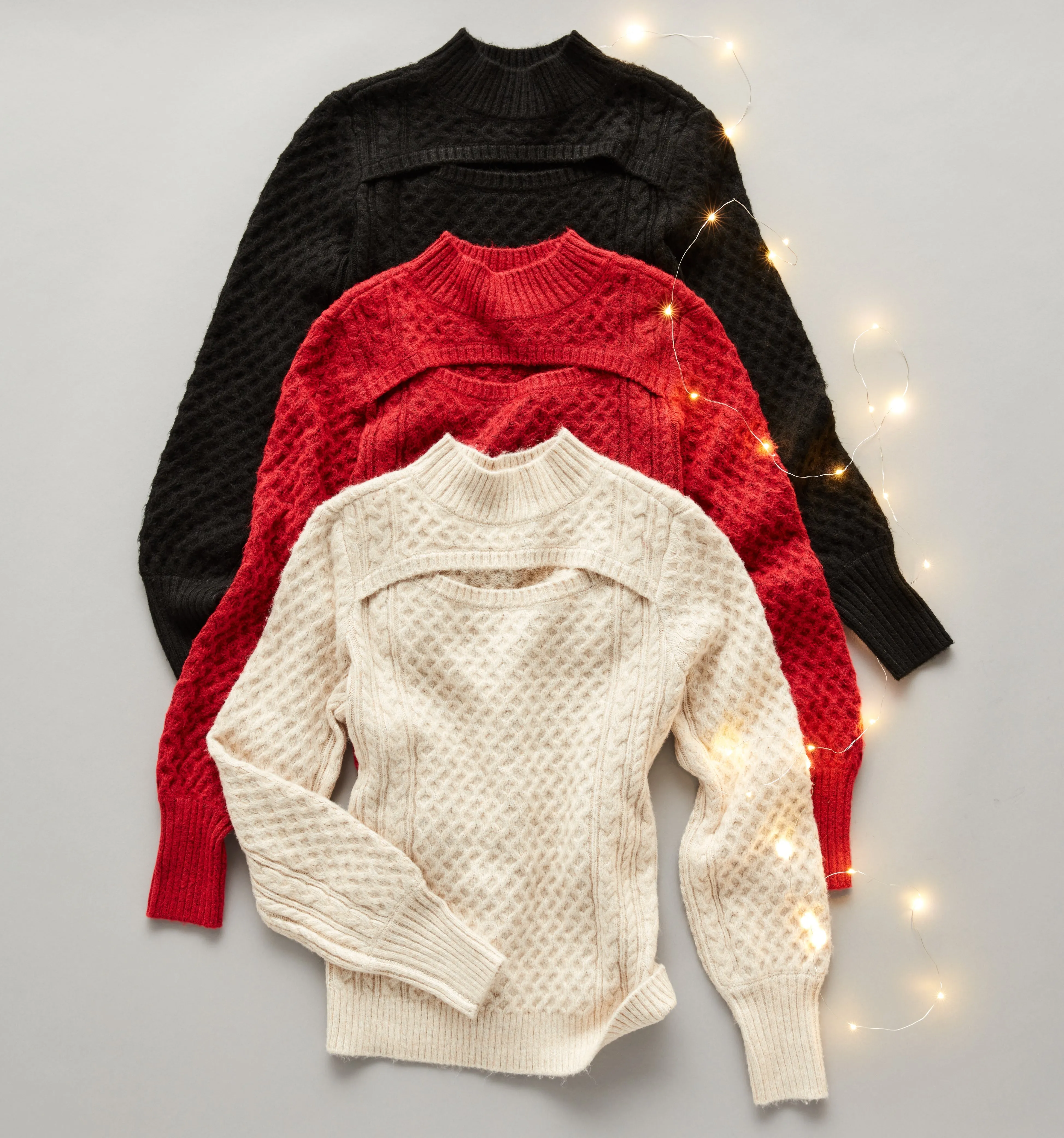 Cut-Out Cable Knit Sweater