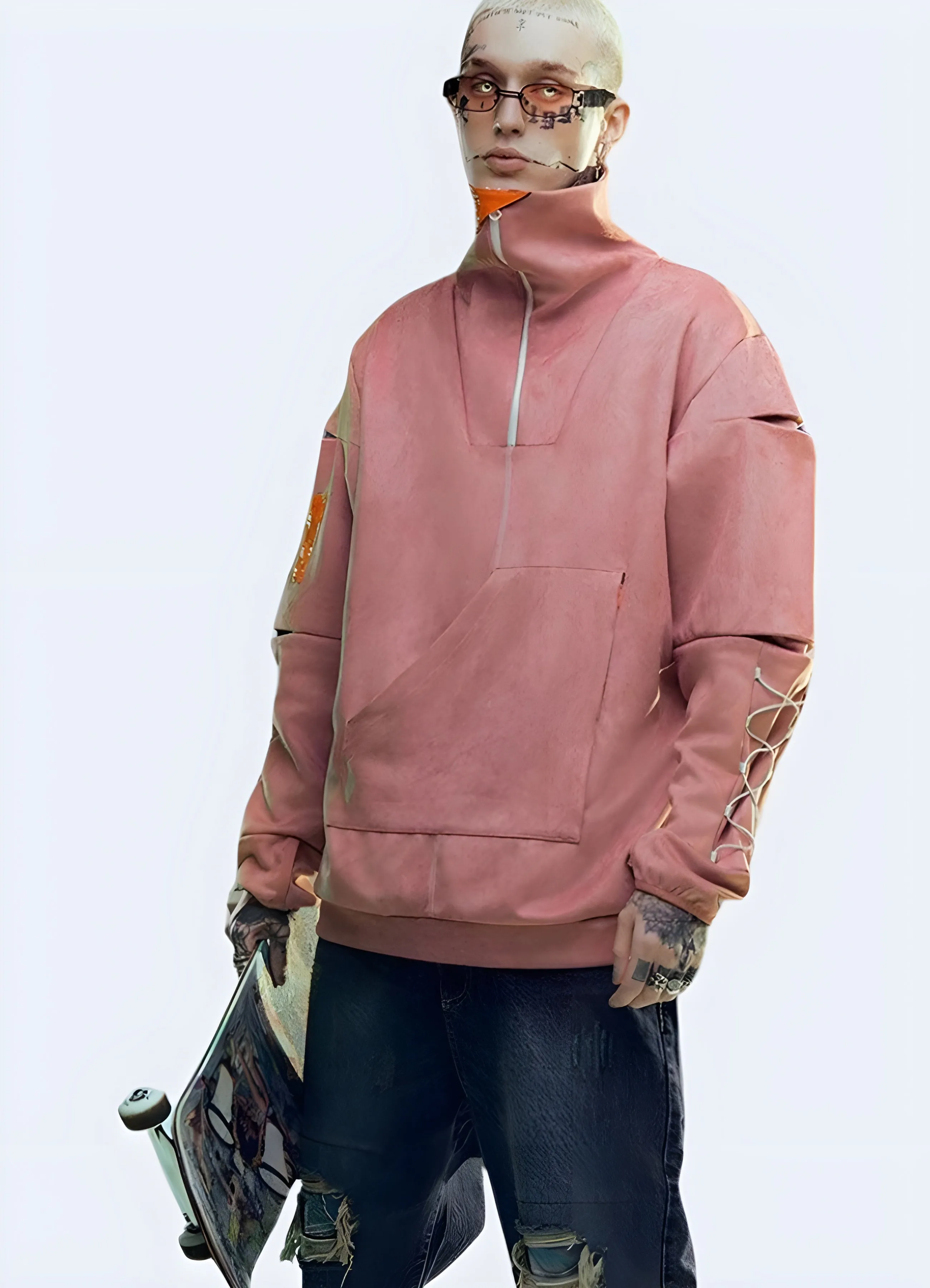 Cyberpunk Suede Turtleneck Pullover