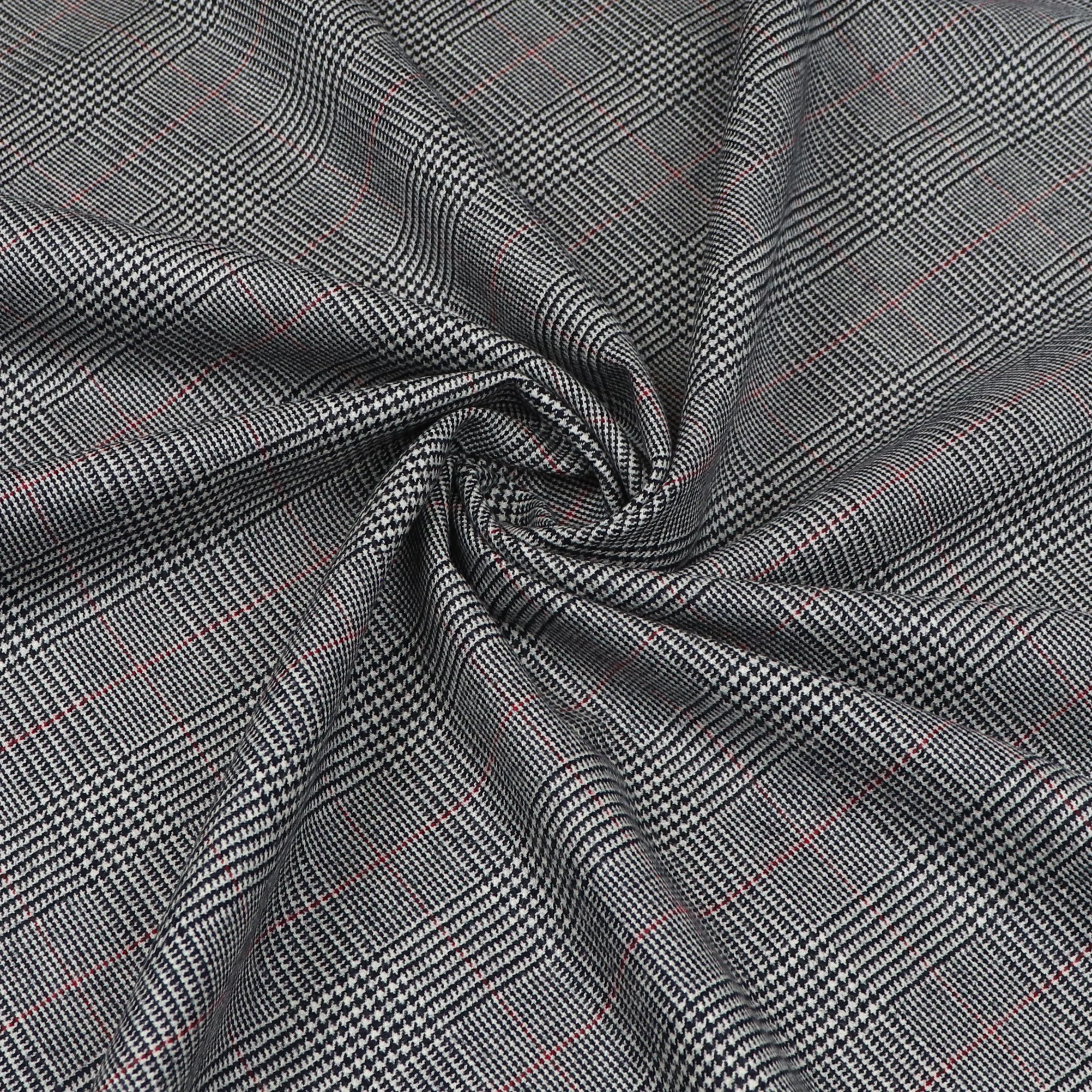 Deadstock Wool Suiting - Black   Red Check - SALE